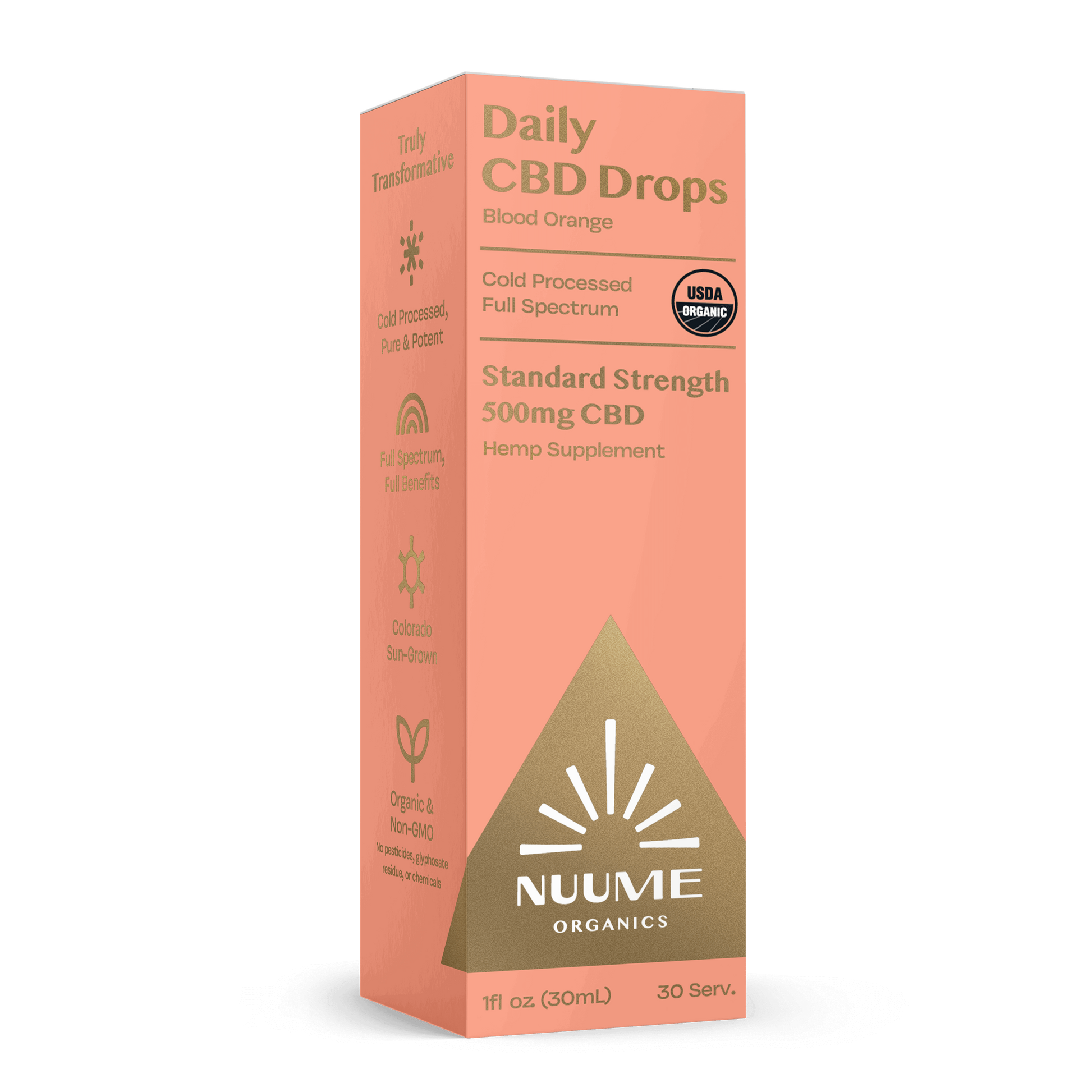 Organic Daily CBD Drops - Blood Orange 500mg Full Spectrum - High Five CBD